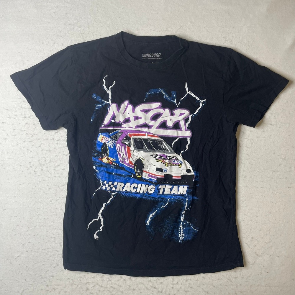 NASCAR Racing Team‎ Graphic T Shirt Black Lightning Race Car Men's Large